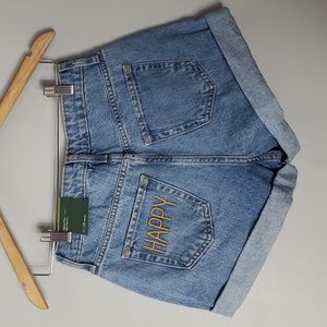 Wild Fable Women’s Happy Embroidered Highest Rise Mom Denim Shorts Size 4